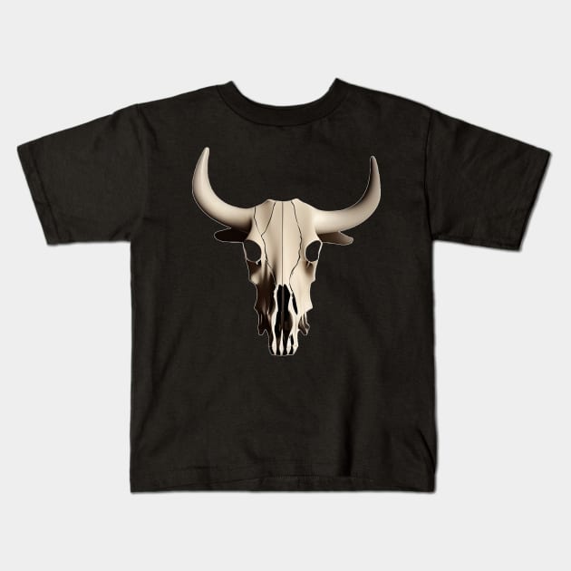 Boho Cow Skull Kids T-Shirt by mdr design